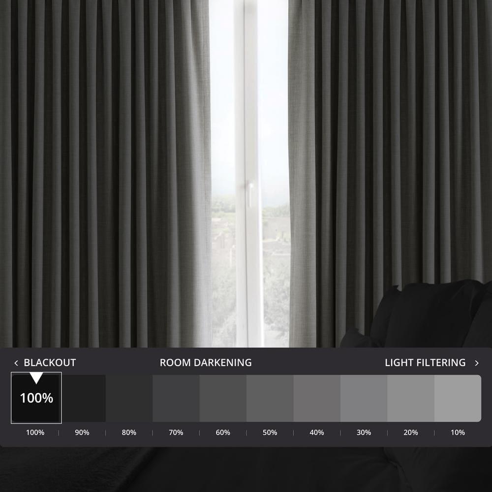 Exclusive Fabrics  Performance Linen Extrawide Hotel Blackout Curtain (1 Panel) 100 X 108 - Dark Greige