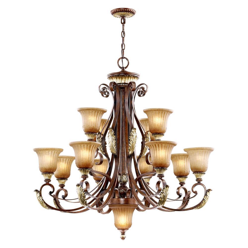 Livex Lighting Villa Verona Chandelier in Verona Bronze with Aged Gold Leaf