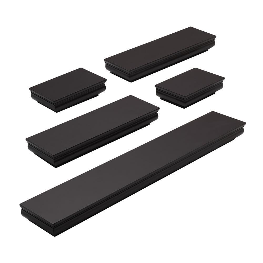 Melannco Set of 5 2-6 2-12 1-24-inch Wood Shelves in Espresso