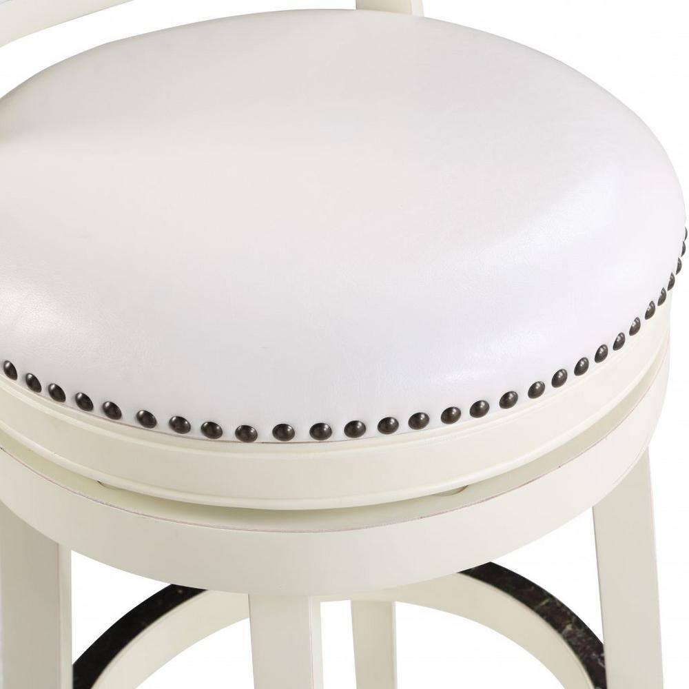 Boraam Bristol 29in. High Back Swivel Wood Kitchen Bar Stool - Buttermilk