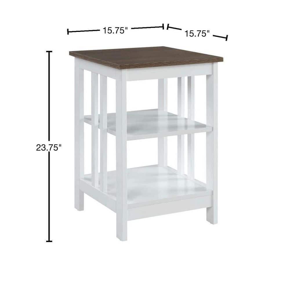 Convenience Concepts Mission End Table, Driftwood/White