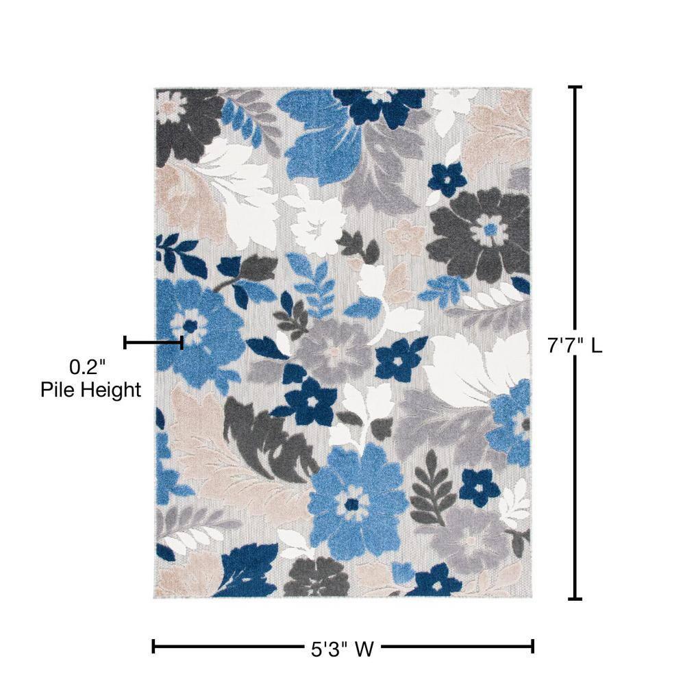 Cabana CBN308 Loomed Indoor Area Rug - Grey/Blue - 5'3"x7'6" - Safavieh