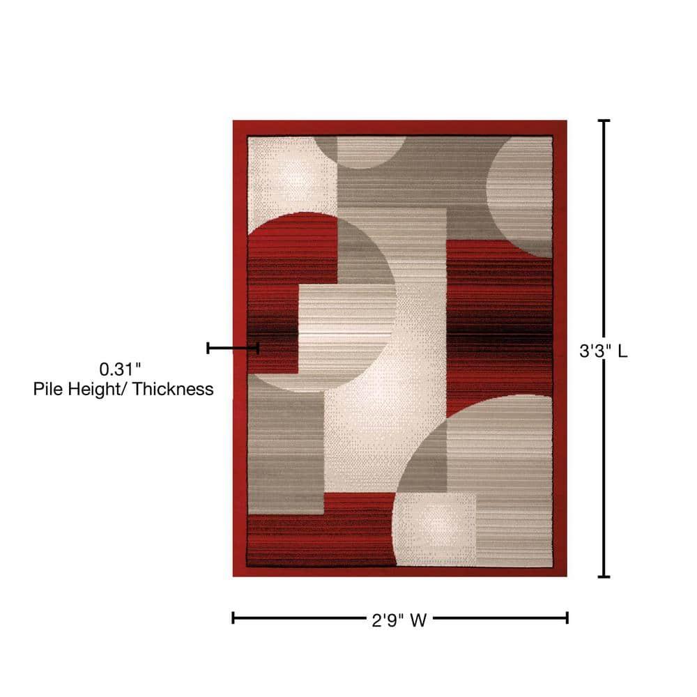 United Weavers Plaza Gisela Accent Rug, Geometric Pattern, Red, 1'11" X 3'3"