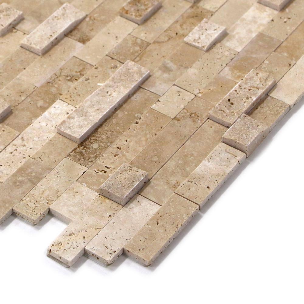 3D 11" x 12" Natural Stone Peel & Stick Mosaic Tile