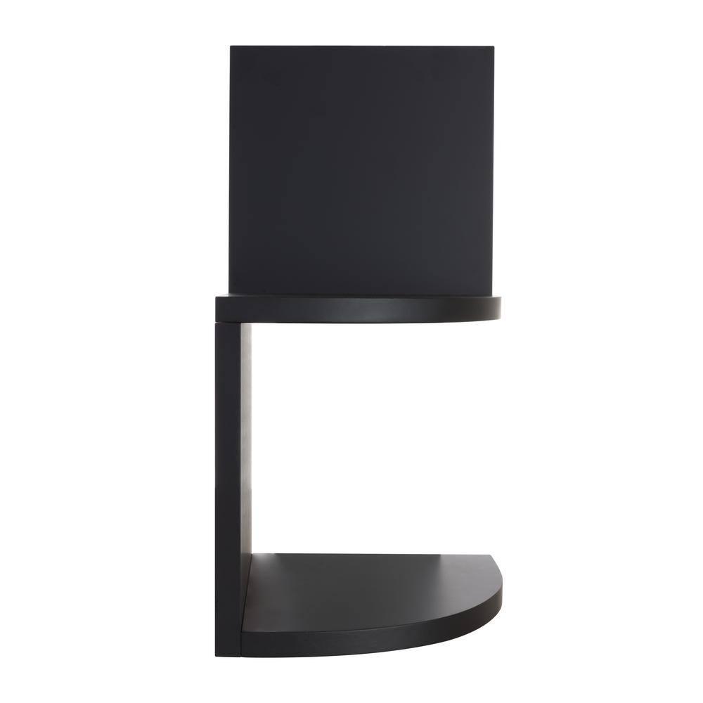 Black Wood Floating Corner Shelves Set for Wall