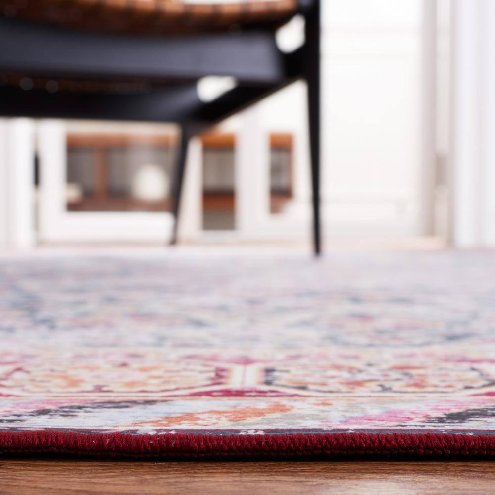 Red Synthetic Washable Non-slip 9' x 12' Rectangular Rug