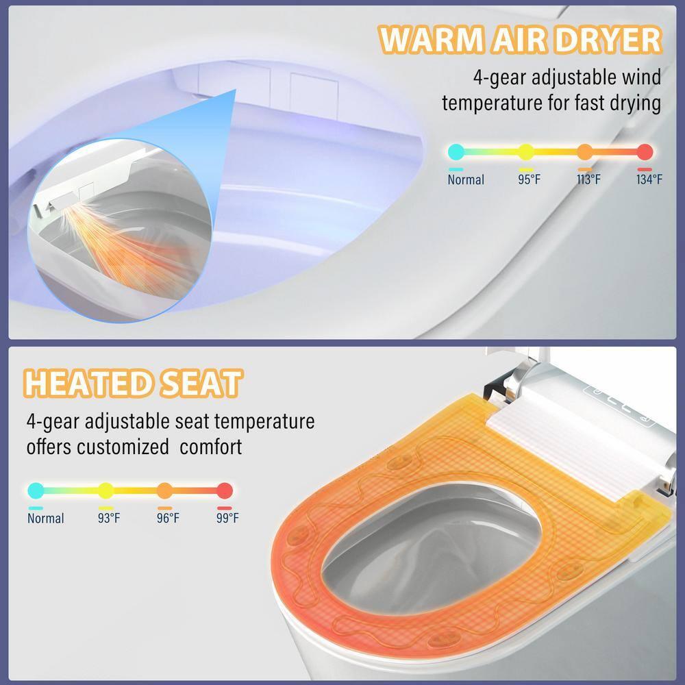 CASAINC CA-MT018U1 Smart Tankless Bidet Toilet,Elongated Heated Seat,Auto Open/Close,Warm Wash/Dryer,Foot Sensor Flush