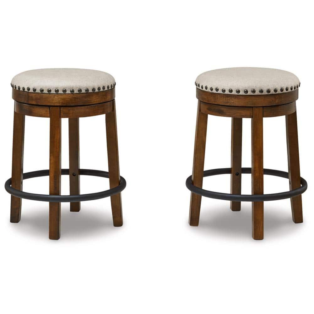 Gracie Oaks Marlar Swivel Upholstered Counter Stool with Solid Wood Frame