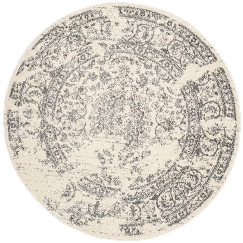 Adirondack ADR101 Power Loomed Area Rug - Ivory/Silver - 6' Round - Safavieh.