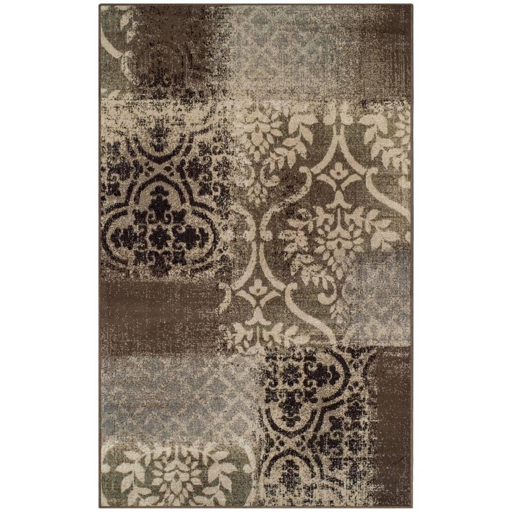 Bristol Abstract Damask Indoor Area Rug by Blue Nile Nills - 8' x 10', Ivory-Light Blue