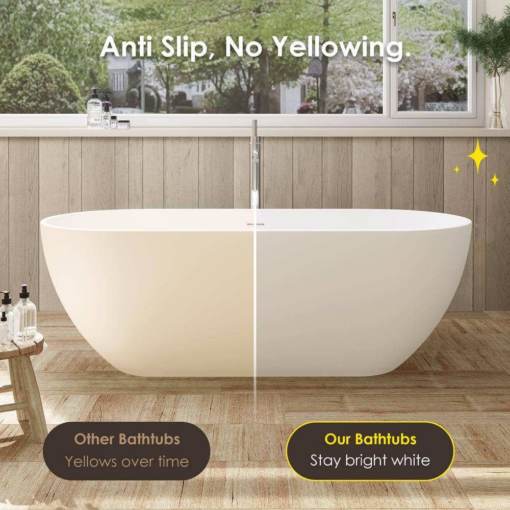 Ryder 59.1'' x 29.5'' Freestanding Soaking Stone Rein Bathtub