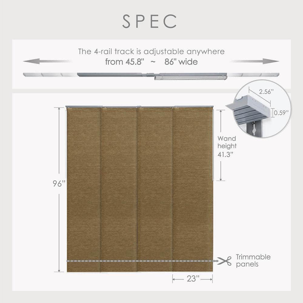 GoDear Design Adjustable Sliding Panel Track Blind 45.8"- 86" W x 96" H, Vertical Blinds, Semi-sheer, Almond