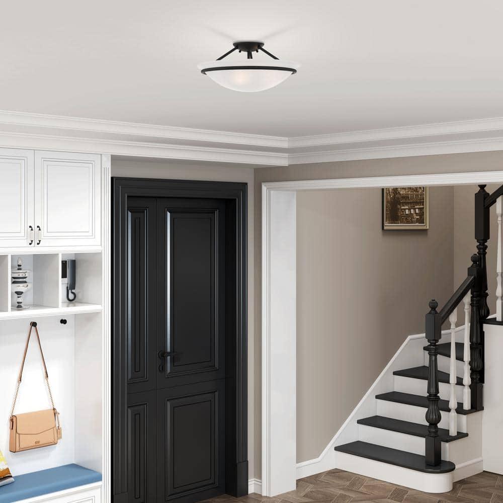 Livex Lighting Newburgh 3 - Light Semi-Flush Mount in Black