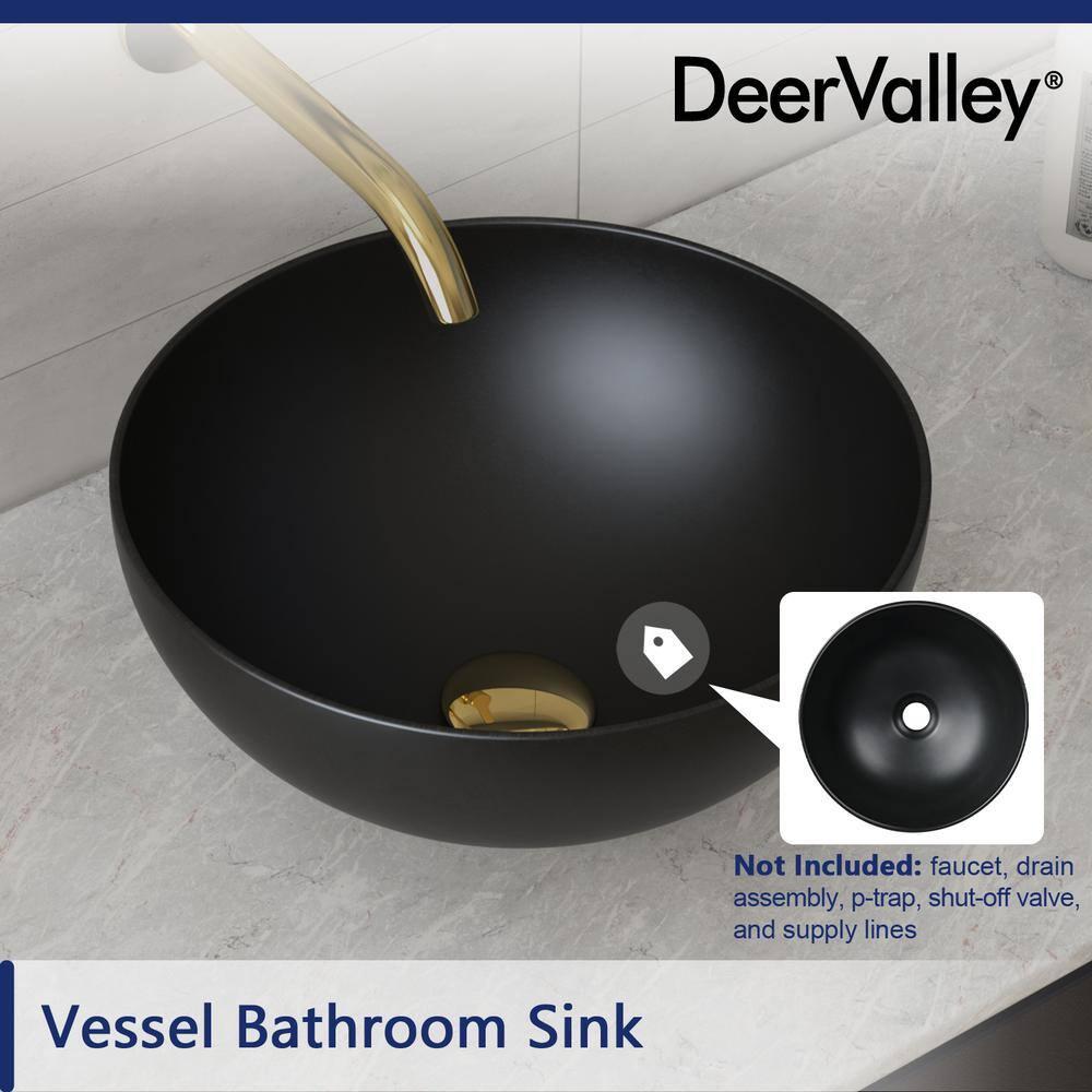 DeerValley Symmetry 13" x 13'' Circular/Round Vitreous Vessel Bathroom Sink