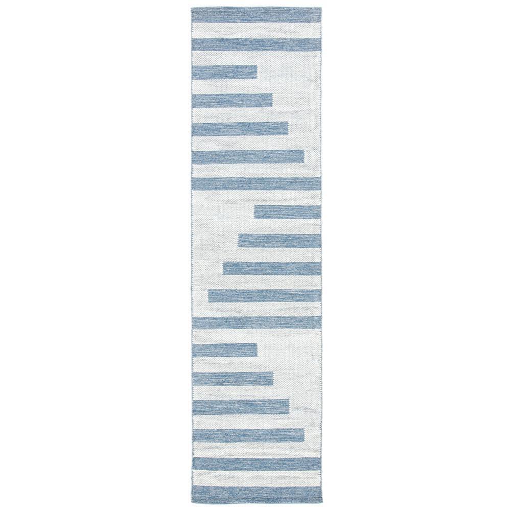 Striped Kilim STK504 Hand Woven Runner Rug - Ivory/Blue - 2'3"x9' - Safavieh.