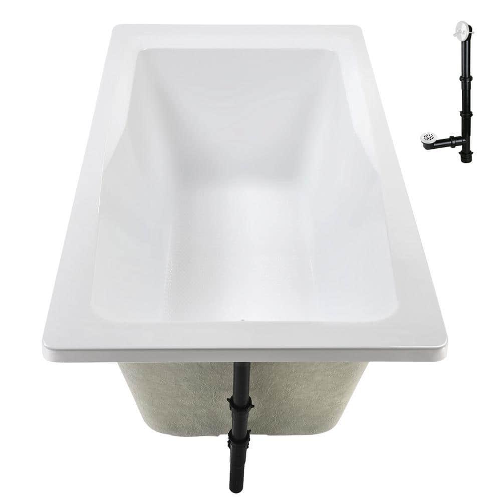 60'' x 32'' Acrylic Soaking Drop-In Bathtub, Drain Included