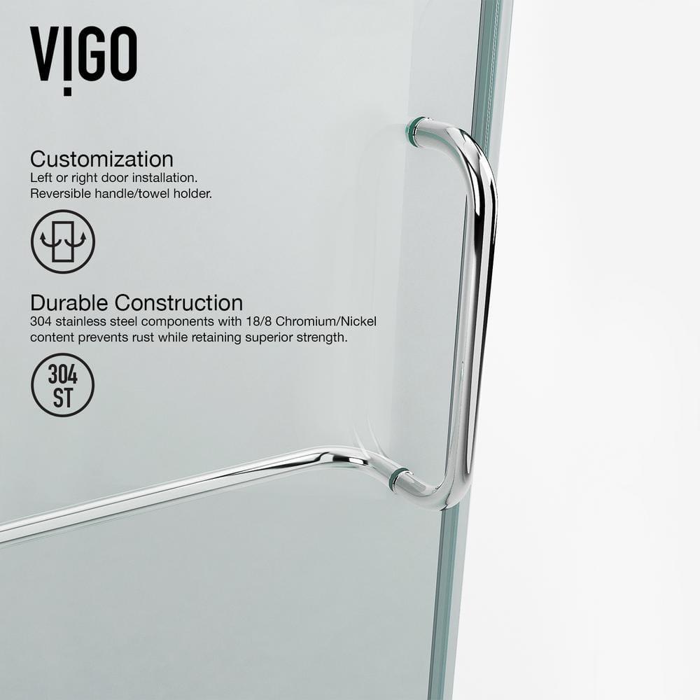 VIGO Piedmont 34" W x 34" D x 73" H Hinged Frameless Shower Enclosure with 3/8  Clear Glass VG6062CHCL36