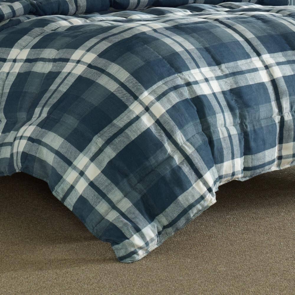 Nautica Crossview Plaid Microsuede Blue Comforter Set