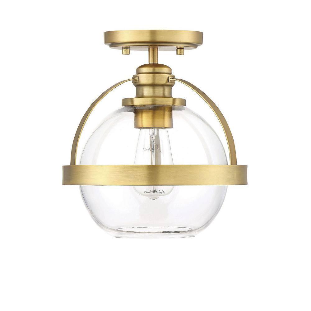 Savoy House Pendleton 1 - Light Semi-Flush Mount in  Warm Brass
