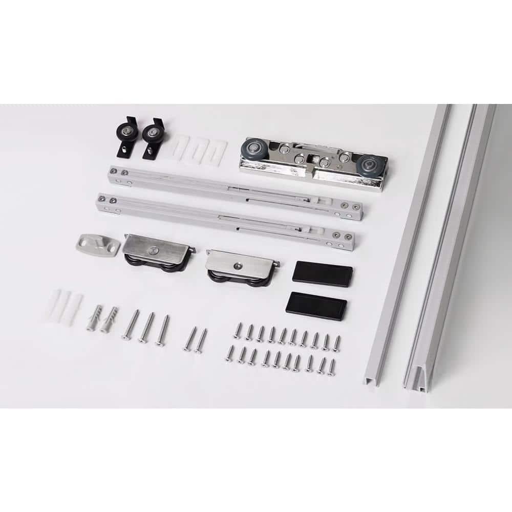 Belldinni Flush Primed Paneled Manufactured Wood Solid Core Interior Sliding Hidden Barn Door With Base Board With Installation Hardware Kit