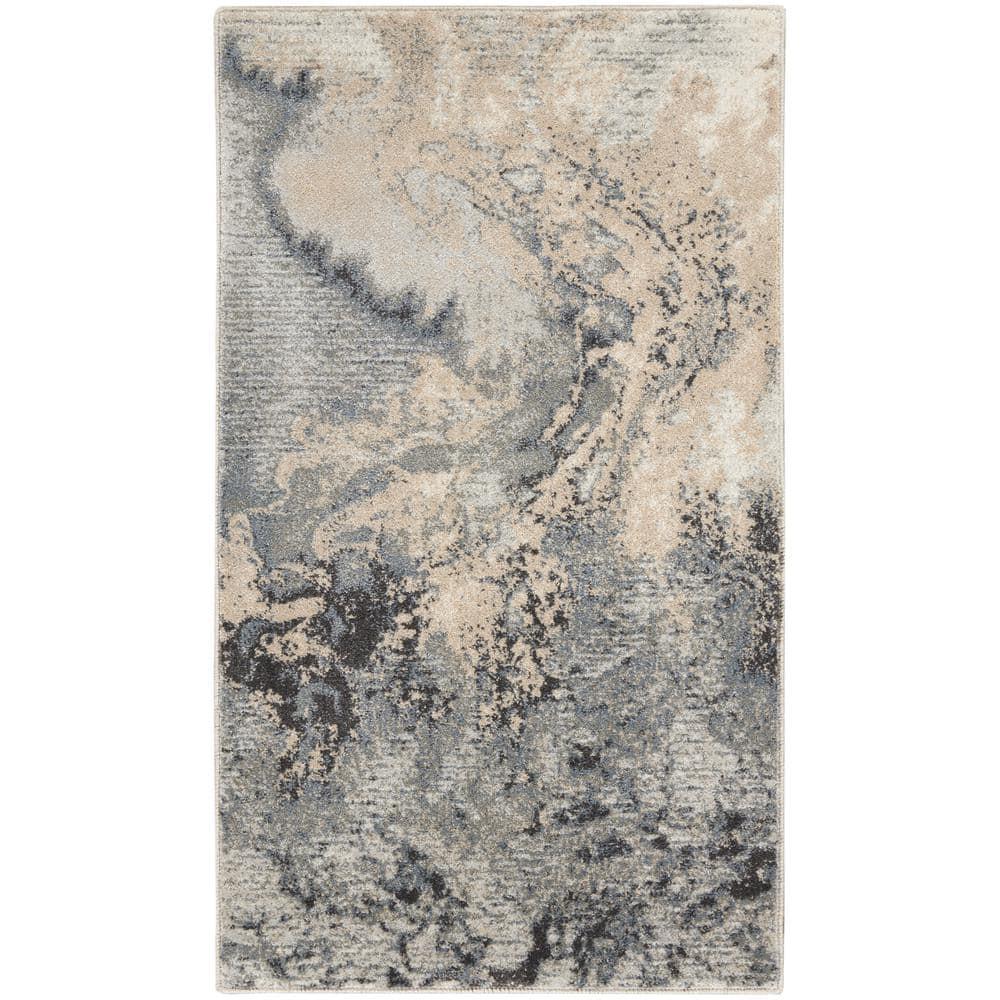 Nourison Maxell Modern Abstract Indoor Area Rug Grey 3' x 5'