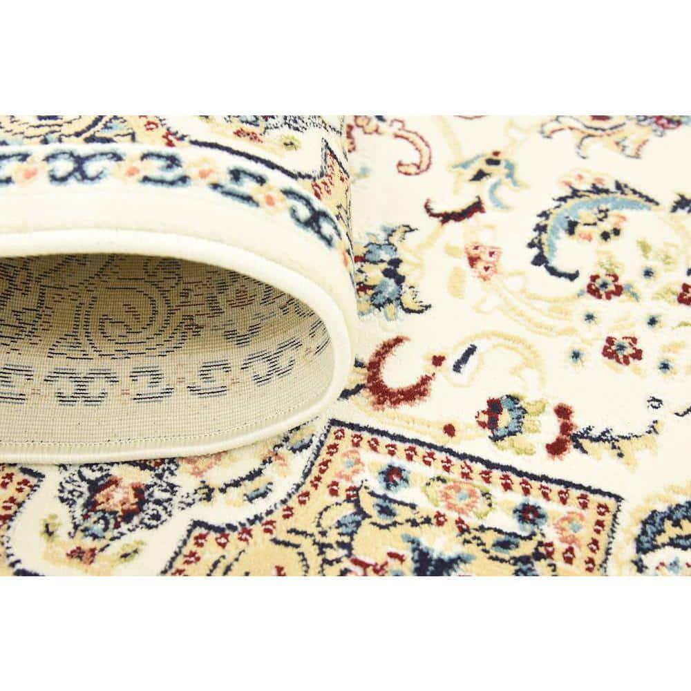 Rugs.com Rabia Collection Rug – 3' x 5' Ivory Low Rug Perfect For Entryways, Kitchens, Breakfast Nooks, Accent Pieces