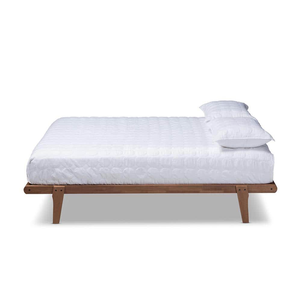 Full Kaia Finished Wood Platform Bed Frame Brown - Baxton Studio: Mid-Century Modern, No Box Spring Required