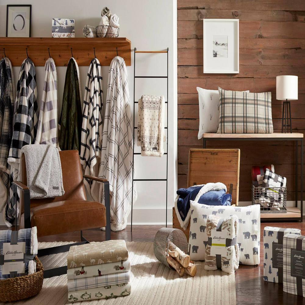 Eddie Bauer Eddie Bauer Printed Plush Fleece/Sherpa Throw Blankets