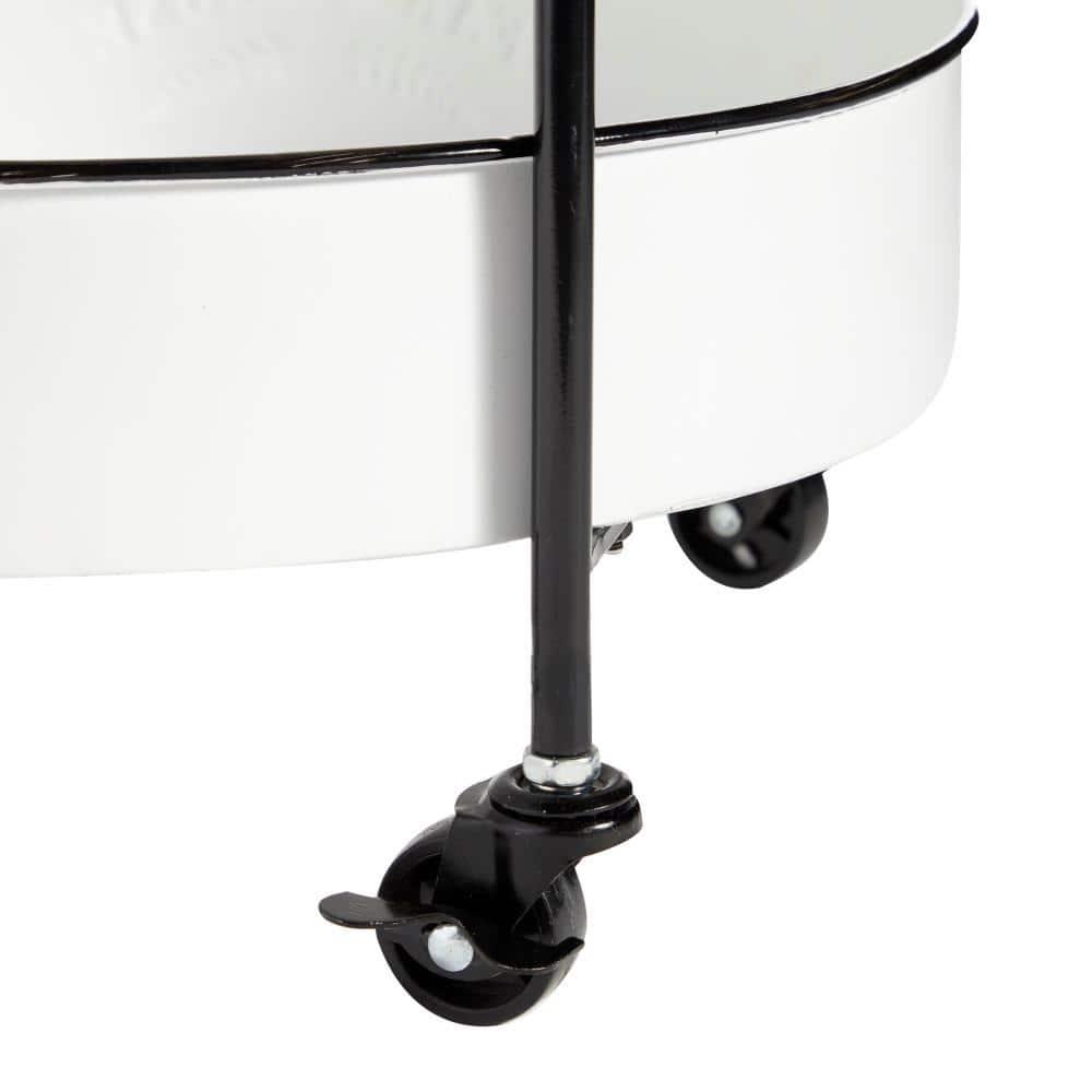 34'' x 16'' Farmhouse Metal Storage Cart White - Olivia & May: Decorative Storage Bins, Tabletop Bin, Adult Assembly Required