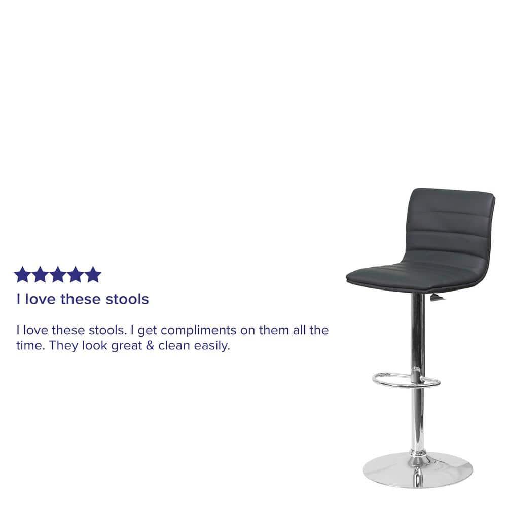 Flash Furniture Modern Gray Vinyl Adjustable Bar Stool with Back, Counter Height Swivel Stool with Chrome Pedestal Base