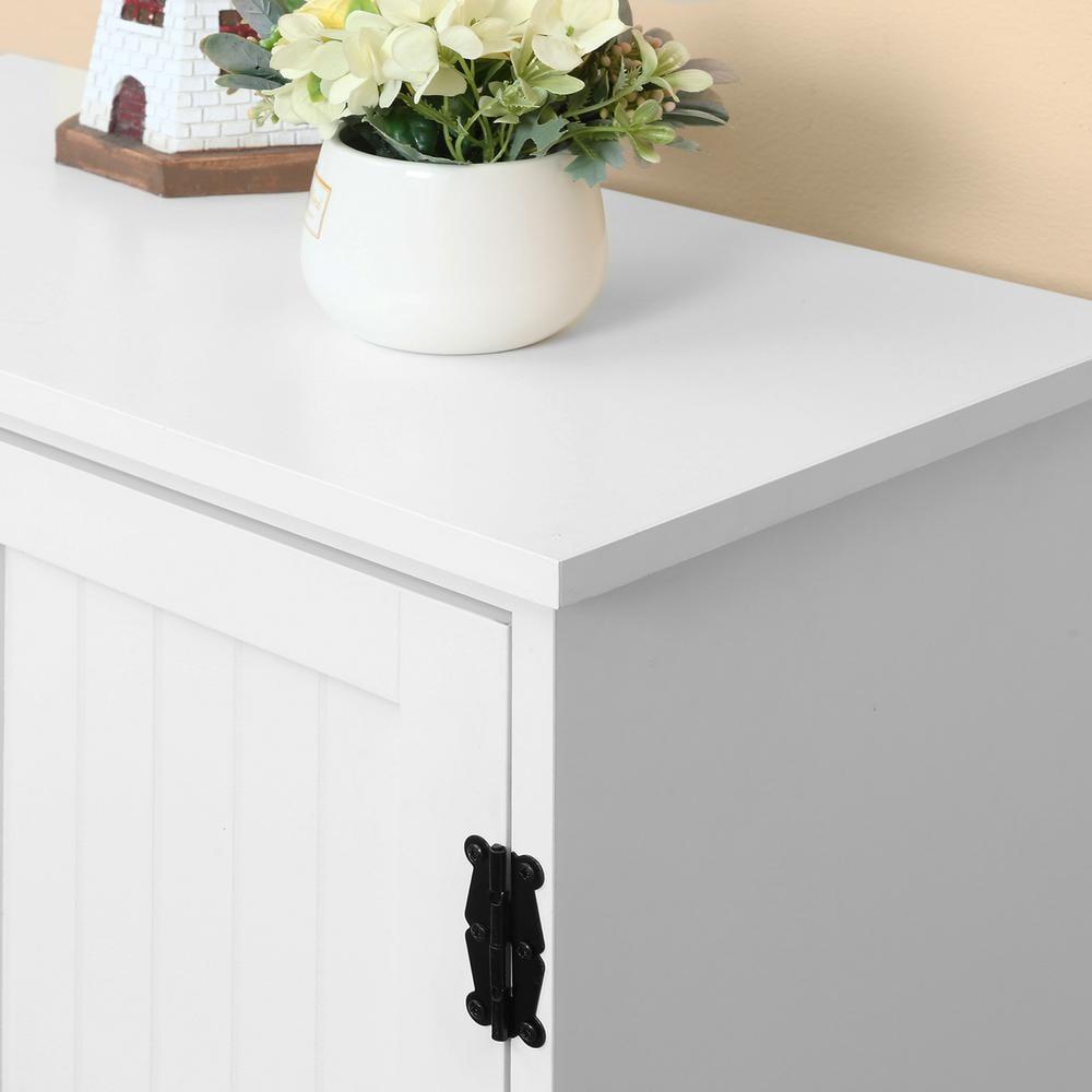 HOMCOM 48.5" Farmhouse Kitchen Pantry, Floor Storage Cabinet, Cupboard Organizer with Adjustable Shelves and 4-Doors for Dining Room, White