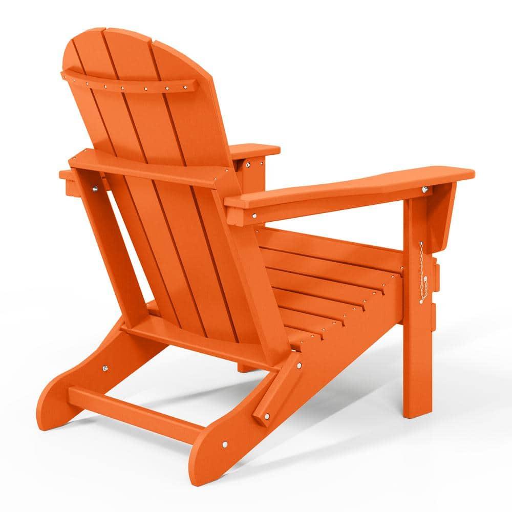 JUSTLET Outdoor Patio Chair, HDPE Folding Adirondack Chair Set of 2, Orange
