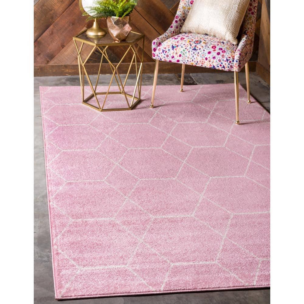 Unique Loom 7' 0 x 10' 0 Trellis Frieze Geometric Light Pink Area Rug