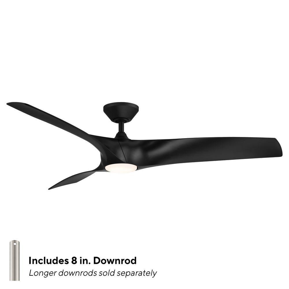 Zephyr 62" Matte Black Dimmable LED Smart Ceiling Fan with Remote Control