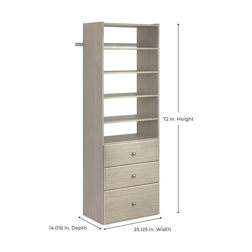 Easy Track Premium Tower Closet Organizer with Shelves & Drawers, Weathered Grey