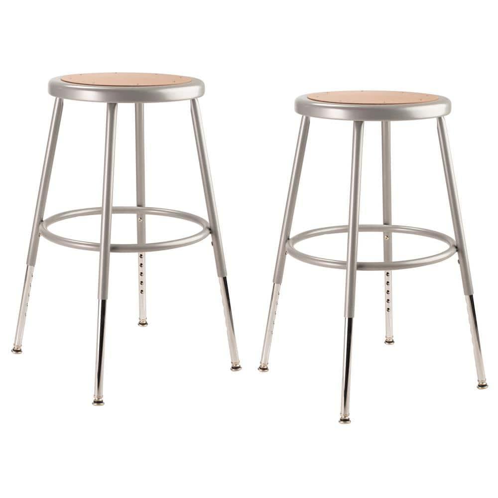 (Pack of 2) NPS 19 -27" Height Adjustable Heavy Duty Steel Stool, Grey