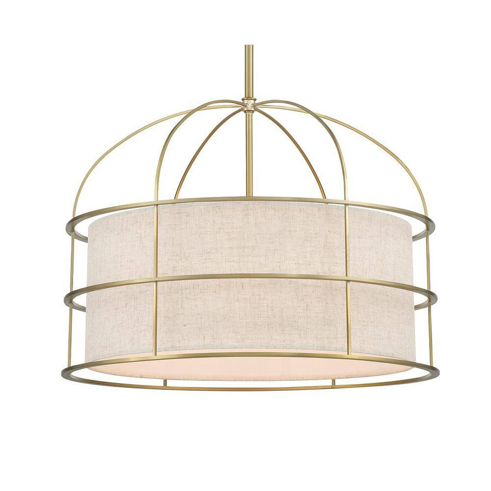 2155-695-Minka Lavery-Gateway Park - 5 Light Convertible Pendant-15 Inches Tall and 20 Inches Wide-Soft Brass Finish