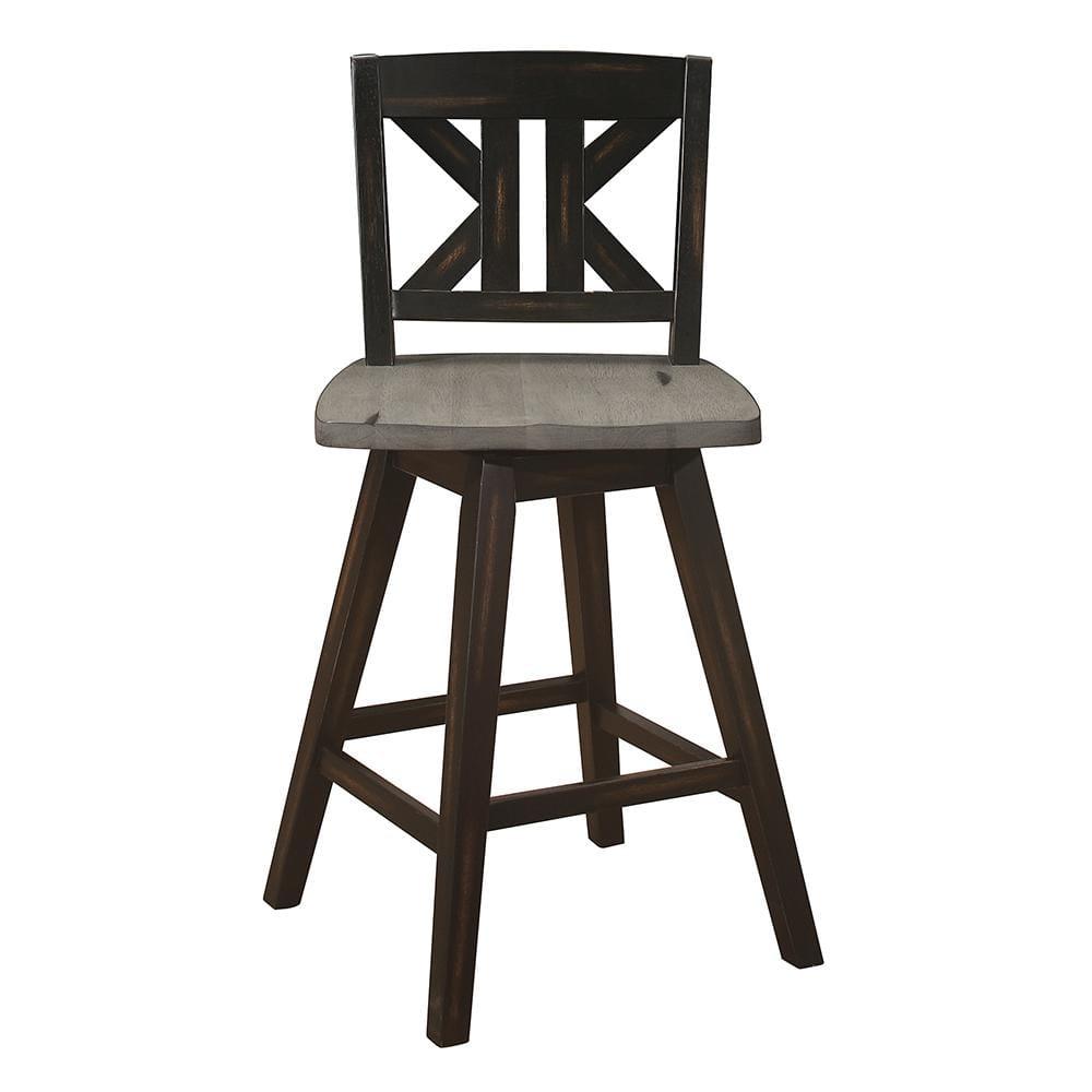 Lexicon Amsonia K-back Counter Height Dining Swivel Chair in Black (Set of 2)
