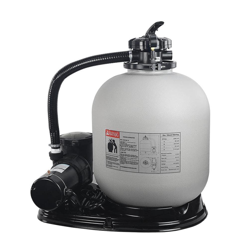XtremepowerUS 19" Sand Filter Pump, 4500GPH,  With 1.5HP Pool Pump For Above Ground Pools, With 5-Way Multi-Port Valve & Strainer Basket, For Domestic & Commercial Pools