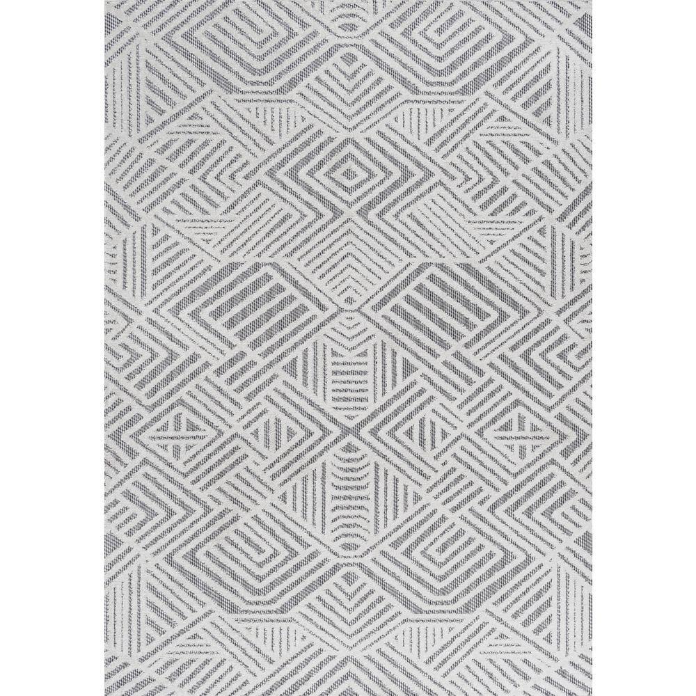 3'x5' Jordan High-Low Pile Art Deco Geometric Indoor/Outdoor Area Rug, White/Black - JONATHAN Y