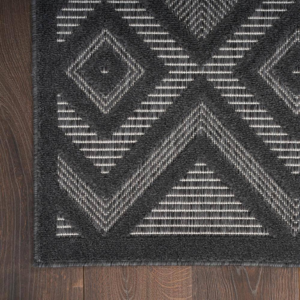Nourison Versatile Diamond Geometric Flatweave Indoor Outdoor Area Rug Charcoal/Black 5' x 7'