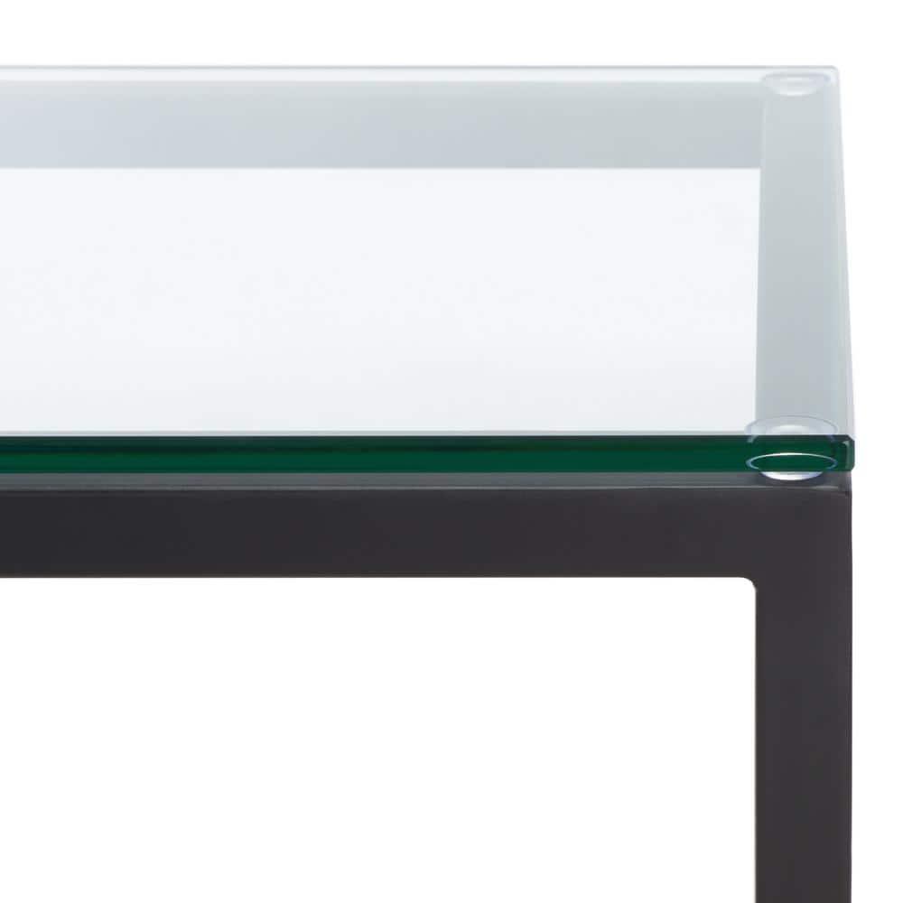 SAFAVIEH Couture Viggo Glam Glass Top Metal Side Table, Black