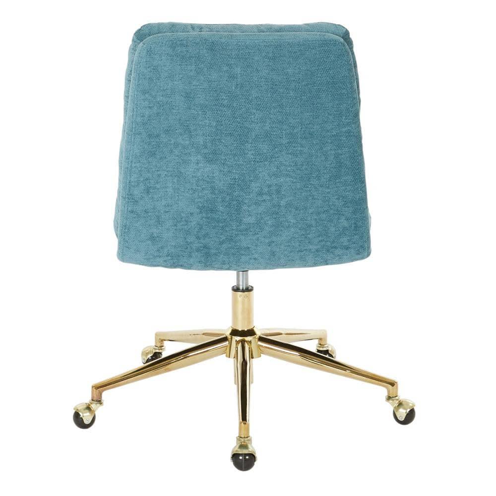 Legacy Office Chair in Sky Blue Fabric with Gold Base