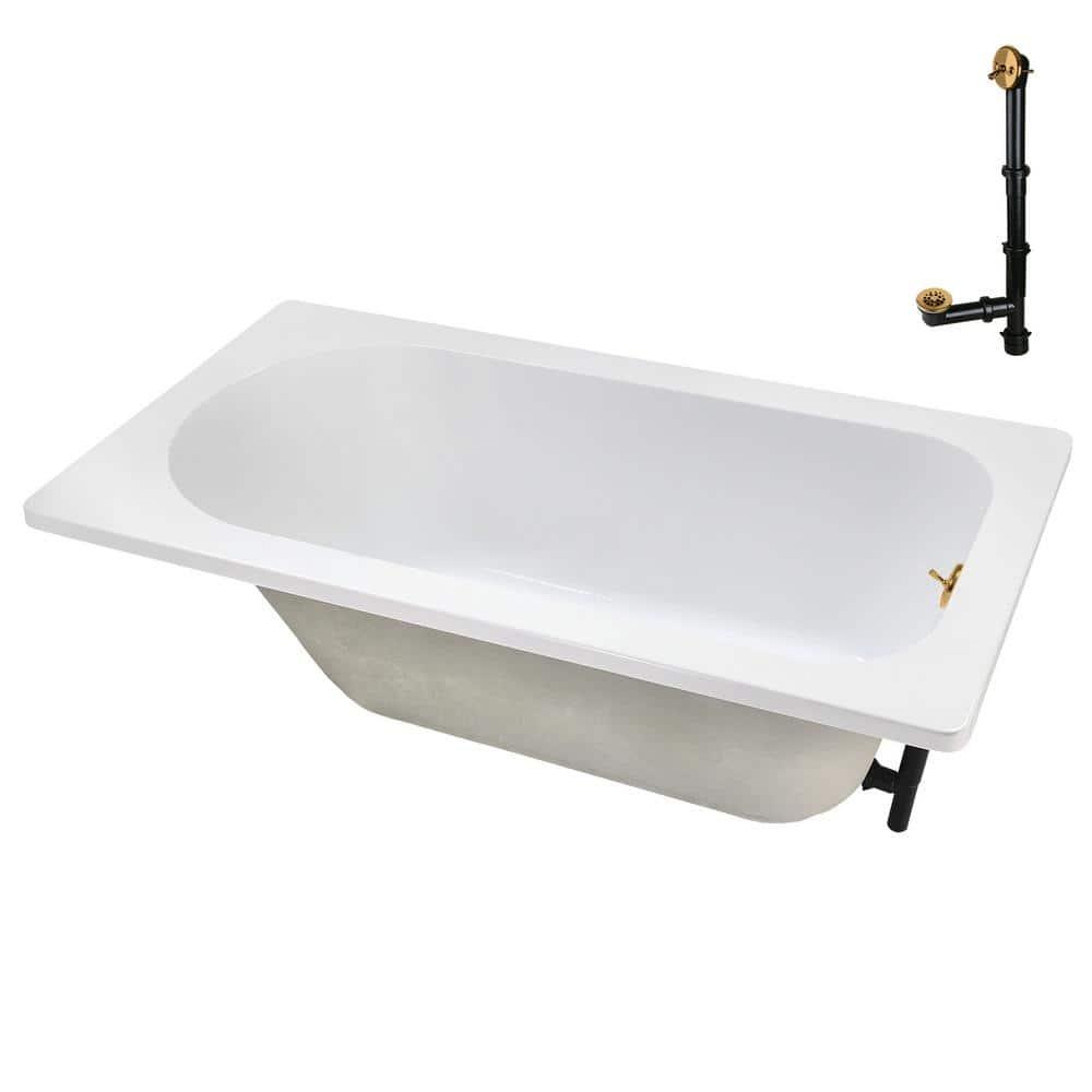 72" x 36" Acrylic Soaking Drop-In Bathtub, Drain Included