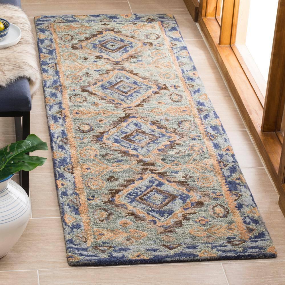 Aspen APN504 Hand Tufted Accent Rug - Blue/Beige - 2'3"x5' - Safavieh.