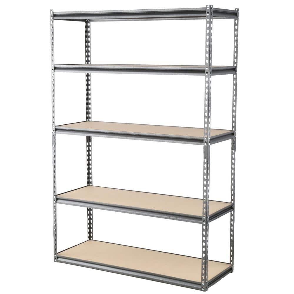 Muscle Rack 5- Shelf Metal Garage Storage Shelving Unit In Sliver Vein (48"W x 24"D x 72"H