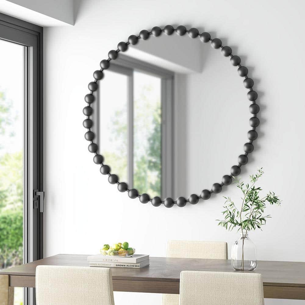 Marlowe Beaded Round Metal Wall Mirror