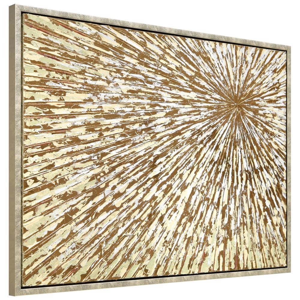 Empire Art Direct Radiant Burst Metallic Hand Painted Framed Canvas Wall Art with Gold Foil