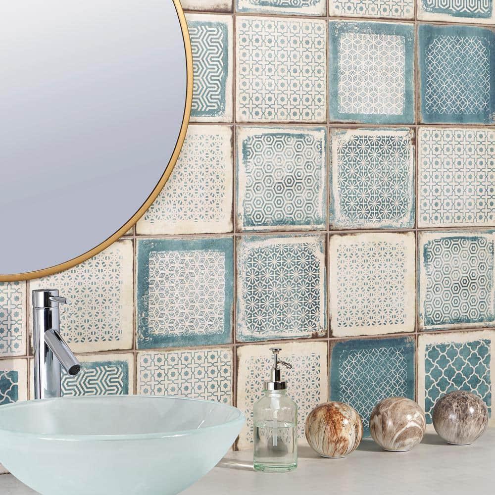 Bond Tile 8" x 8" Encaustic Patterned Look Wall & Floor Tile