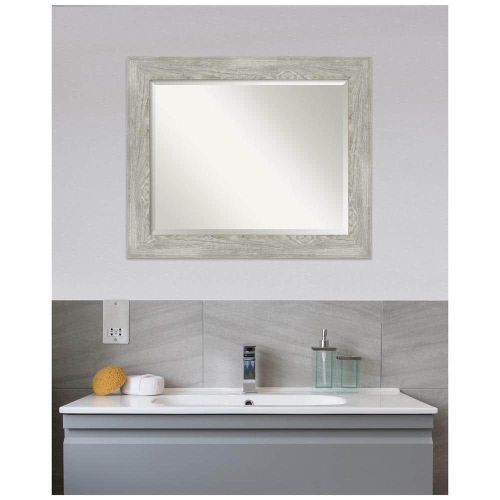 34" x 28" Dove Graywash Framed Bathroom Vanity Wall Mirror - Amanti Art: Modern, Wall Mount, Wood Frame